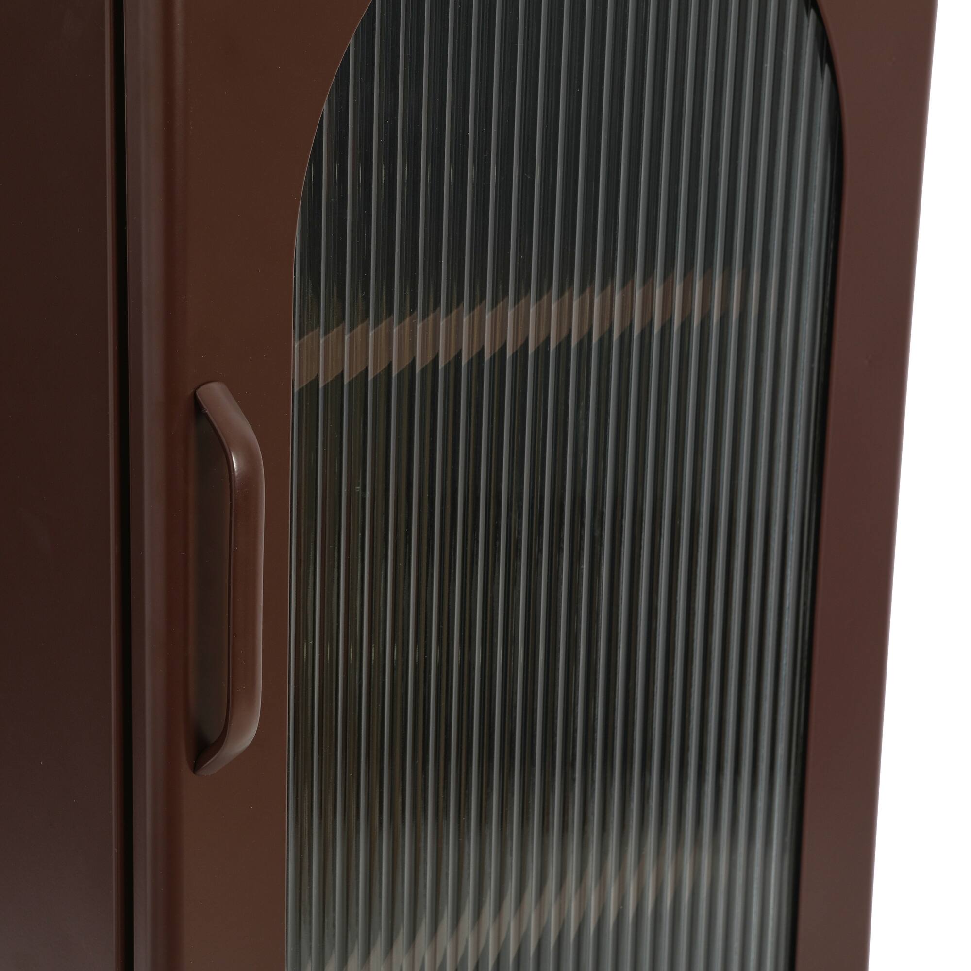 Hello Honey® 40" Solstice Narrow Metal Accent Cabinet with Adjustable Storage Shelves and Arched Glass Door